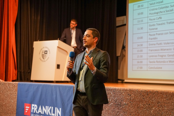 Professor Martino Ongis speaking during the conference