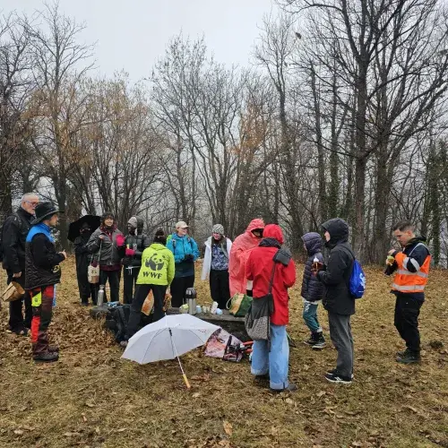 Volunteers getting ready to start work